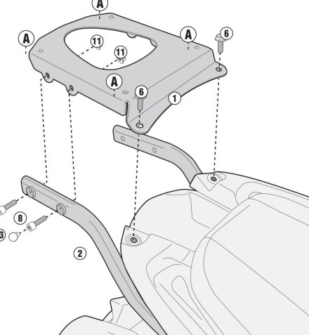 hátsó doboztartó konzol SR6404 Tiger Sport 1050 13-18 GIVI